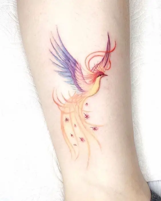 Minimalistic phoenix tattoo 4