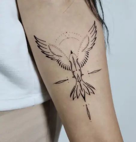 Minimalistic phoenix tattoo by daniel.nabil ink