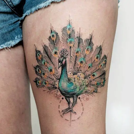 Peacock tattoo for women 1