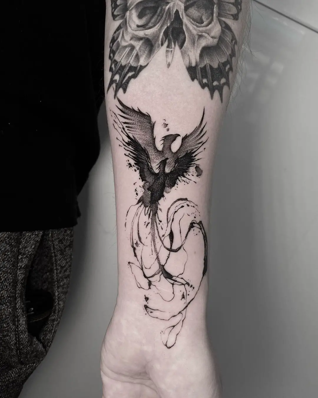 Phoenix sleeve tattoo by pablogambintattoo