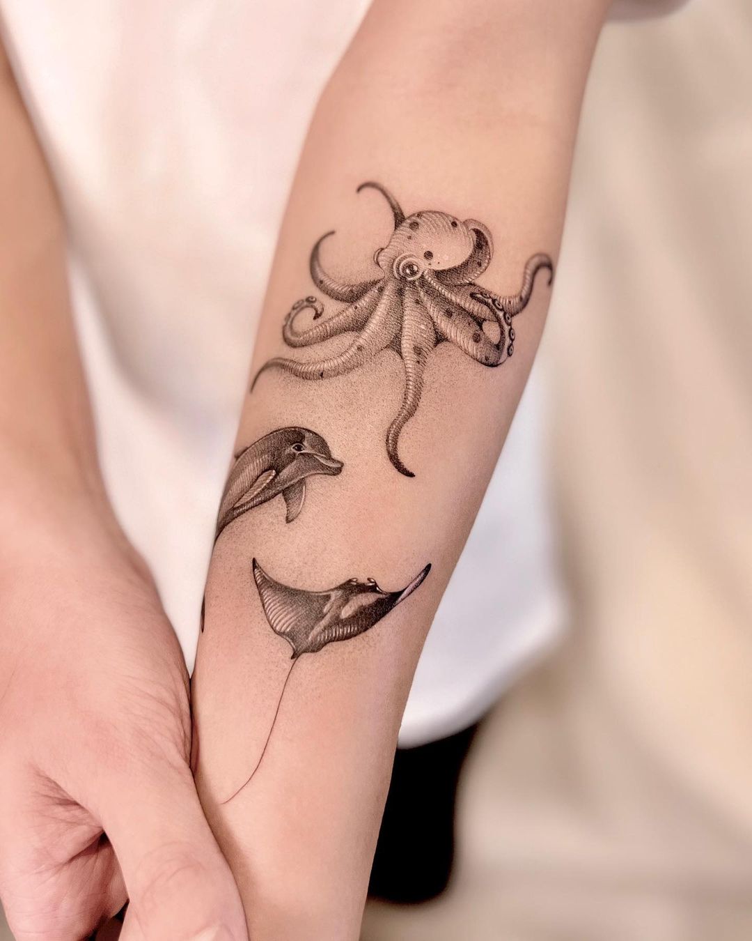 Realistic dolphin tattoo by dudutattooist