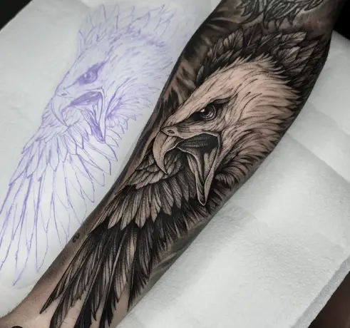 Realistic eagle tattoo by amandalucatelitattoo
