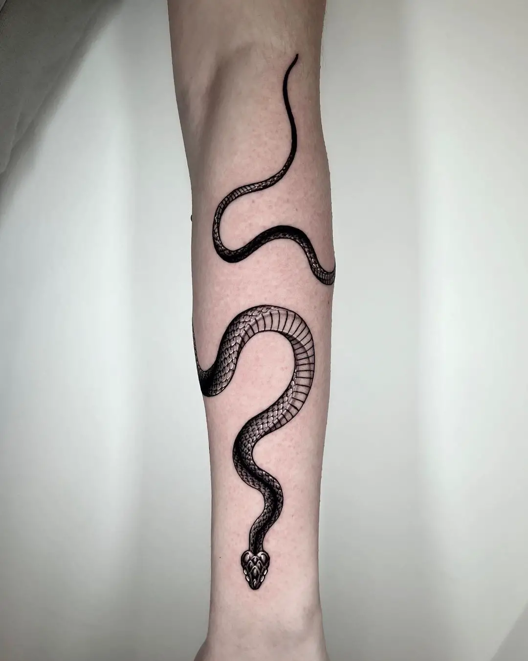 Realistic snake tattoo by