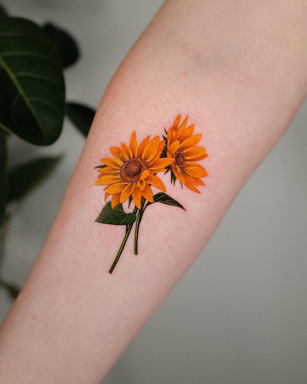 Realistic sunflower tattoo by frommay tat