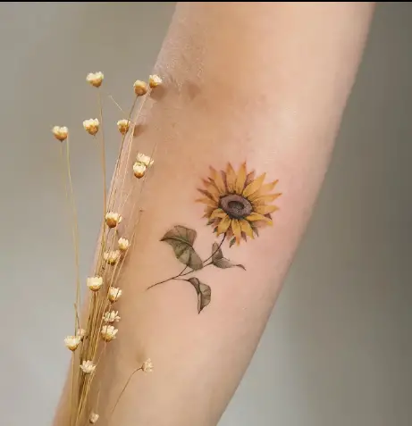 Realistic sunflower tattoo by mzaragozatattoo