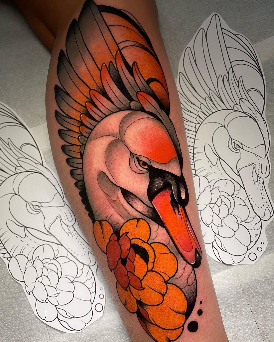 Realistic swan tattoo by whisttlertattoos