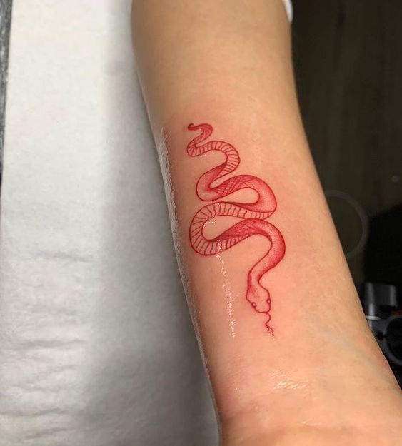 Red snake tattoo 2