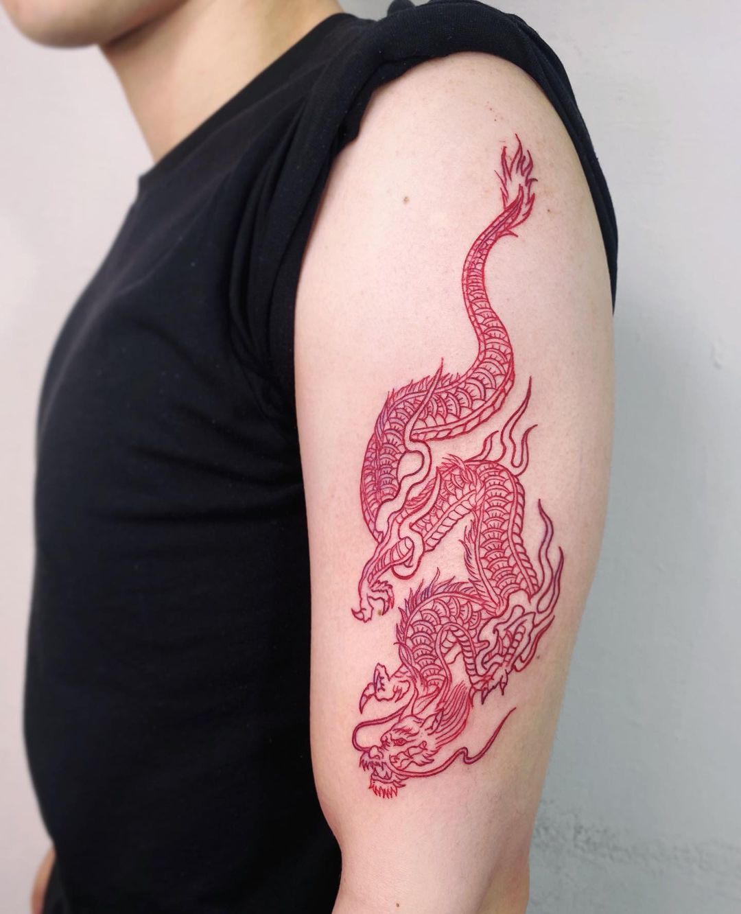 Red snake tattoo by naleak tattoo