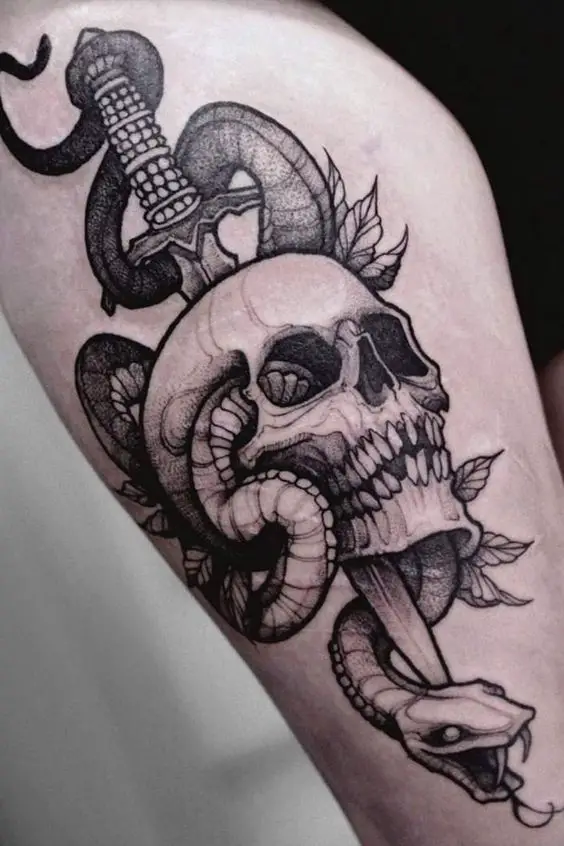 Skull and snake tattoo 3