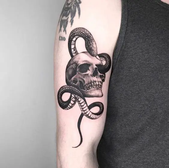 Skull snake tattoo 1