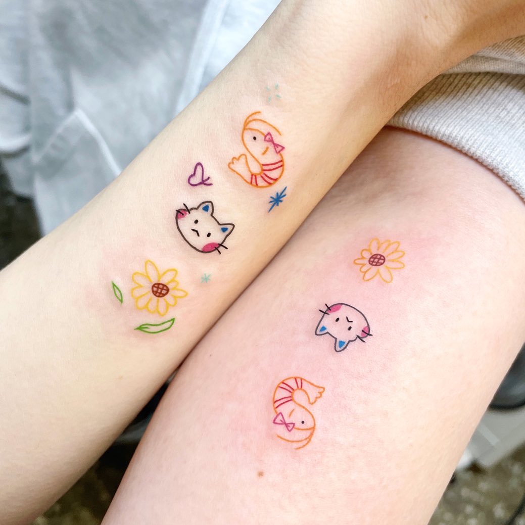 Small sunflower tattoos by soy tattoo