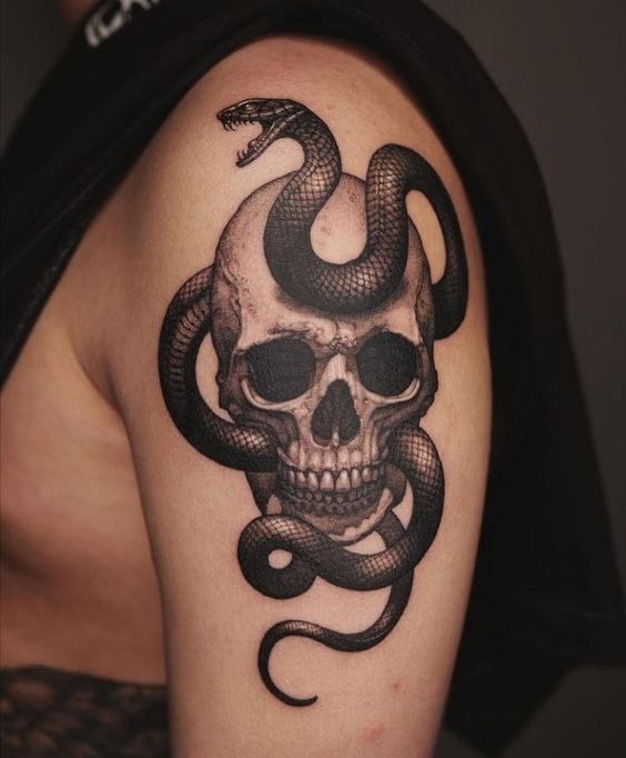 Snake and skull tattoo 2