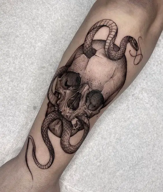 Snake and skull tattoo 3