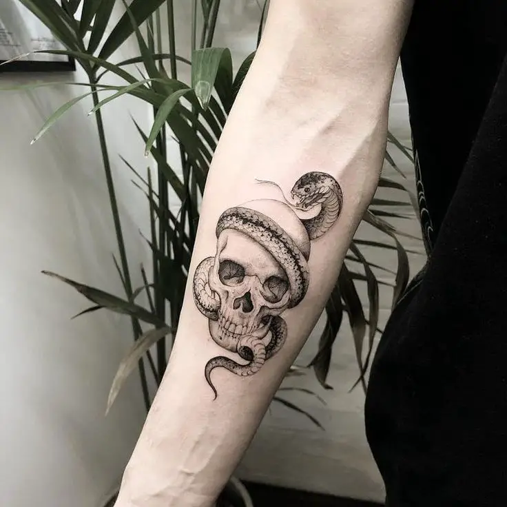 Snake and skull tattoo 4