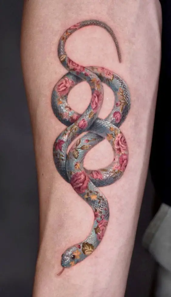 Snake with rose tattoo 1 1