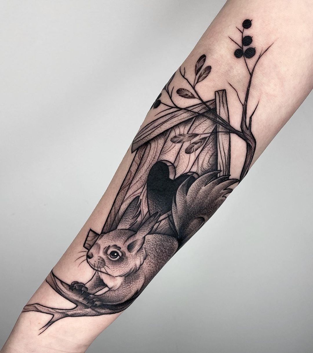 Squirrel tattoos by hipner.tattoostudio