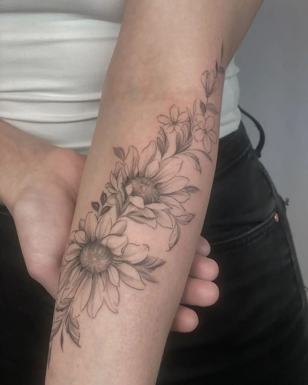 Sunflower tattoo on sleeve tattoo by bakken tattoo