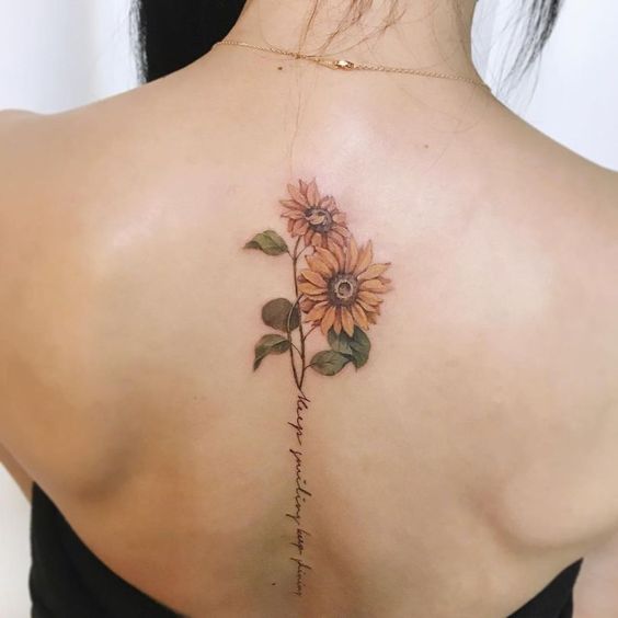 Sunflower tattoo with quote 1