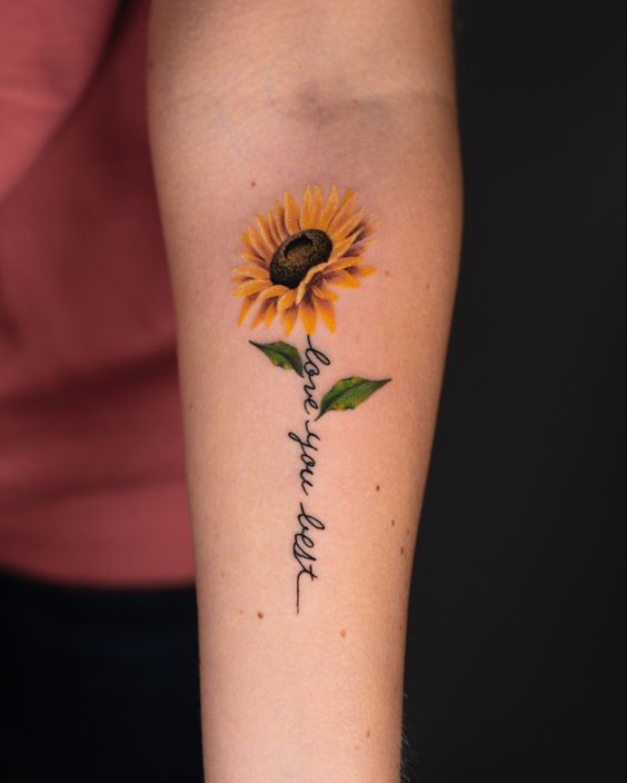 Sunflower tattoo with quote 2