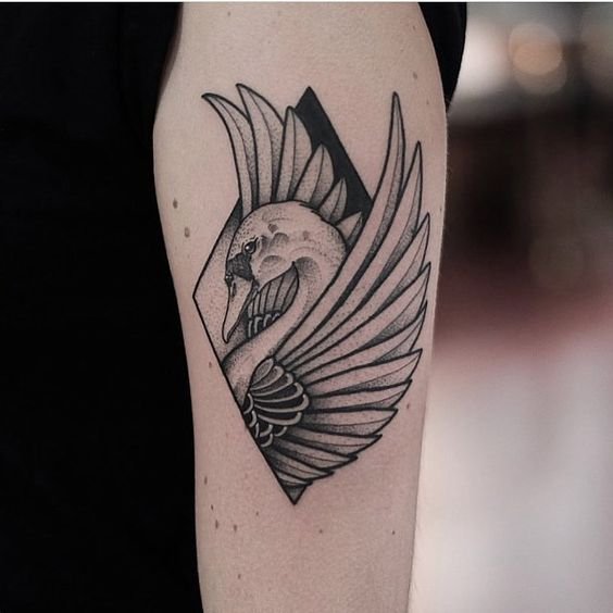 Swan tattoo on arm 2