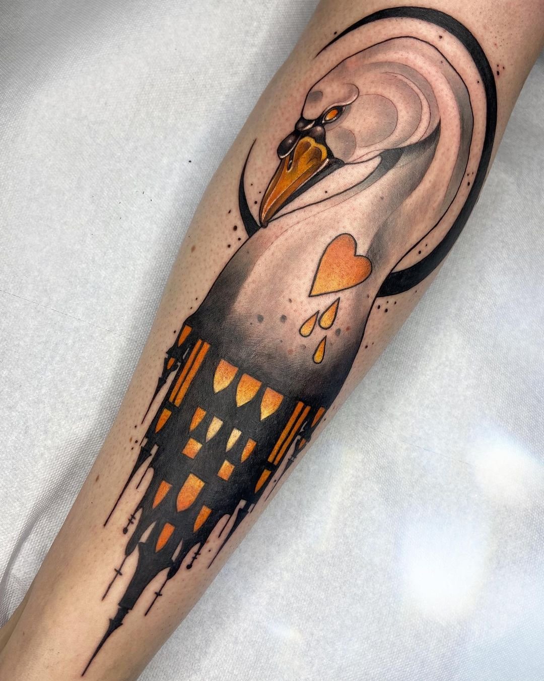 Swan tattoo on arm by