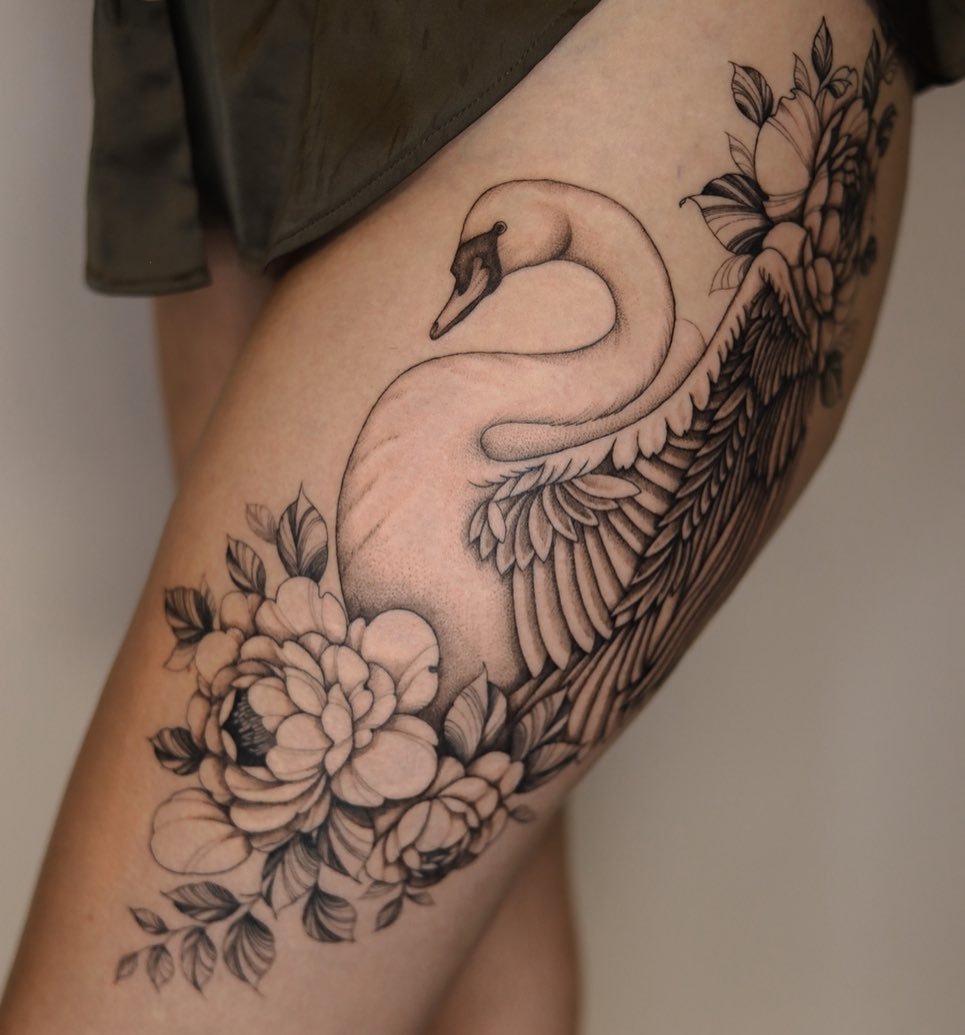 Swan tattoos by kamilarthurtattoo