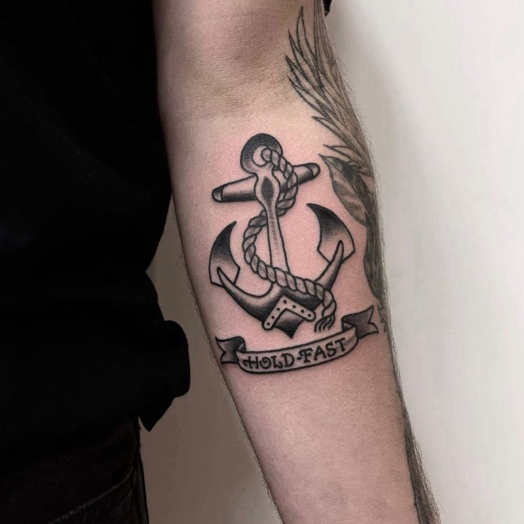 Traditional anchor tattoo by treadwell