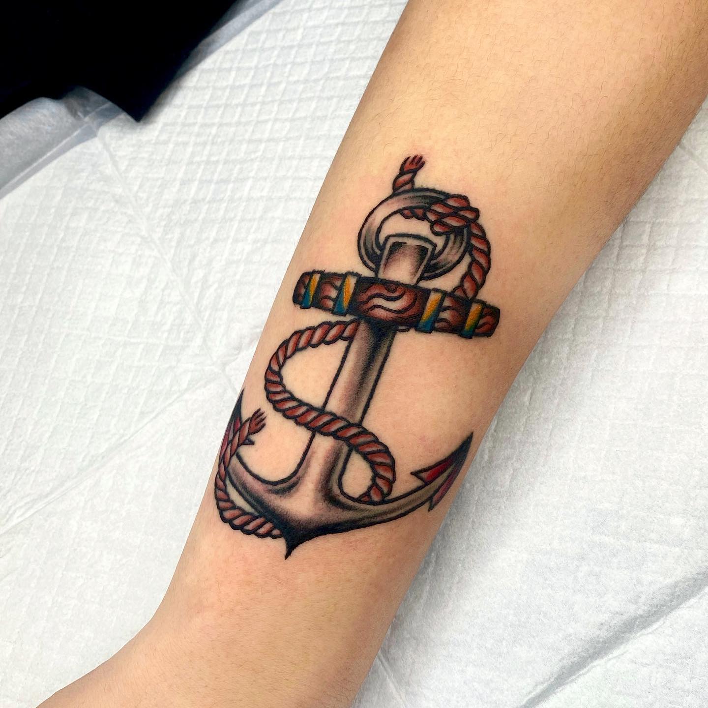 Traditional anchor tattoo by show me d.mon ey