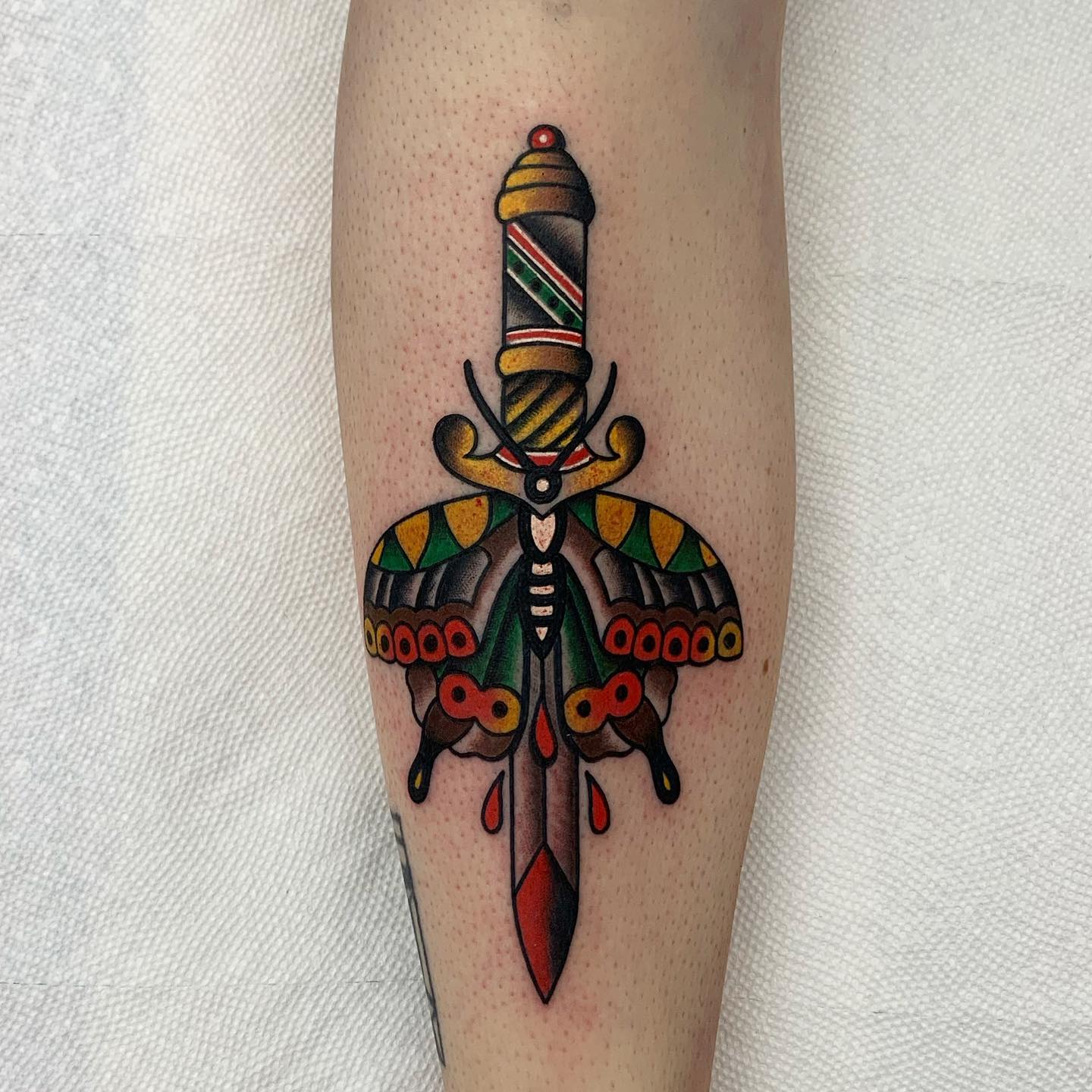 Traditional butterfly tattoo by danrctattoo