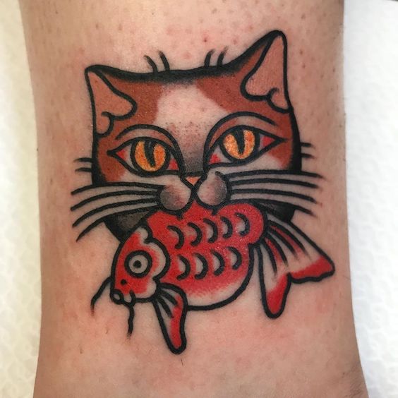 Traditional cat tattoo 1