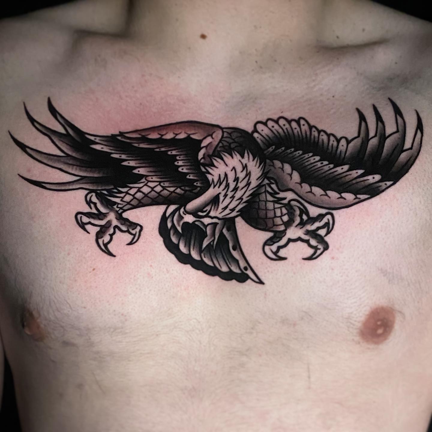 Traditional eagle tattoo by hes tattedd