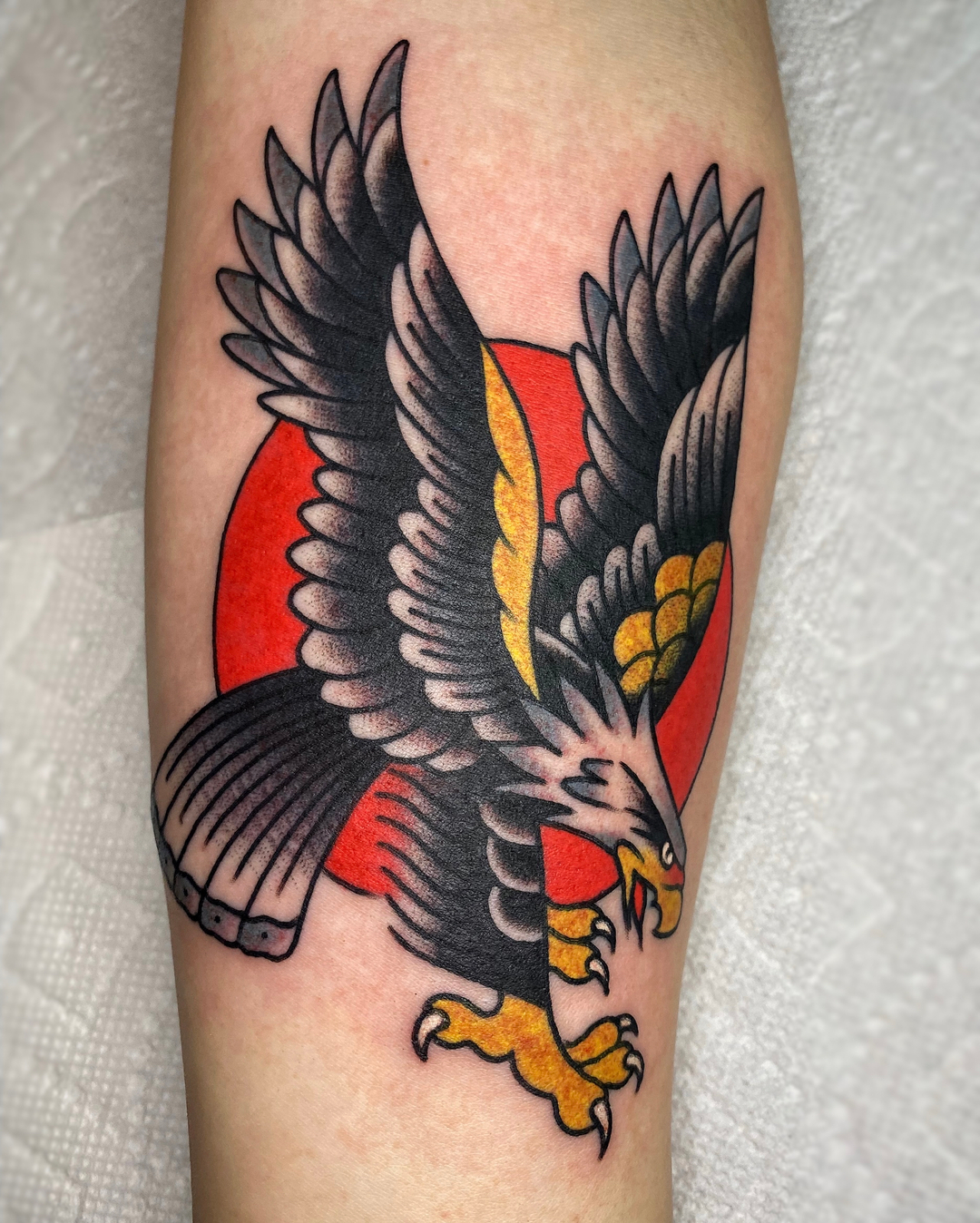 Traditional eagle tattoo by jordanbrilltattoos