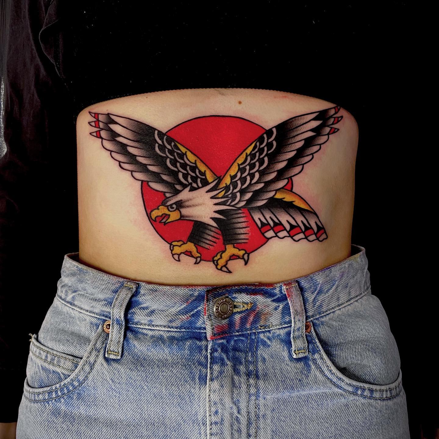 Traditional eagle tattoo by kbefftattoos