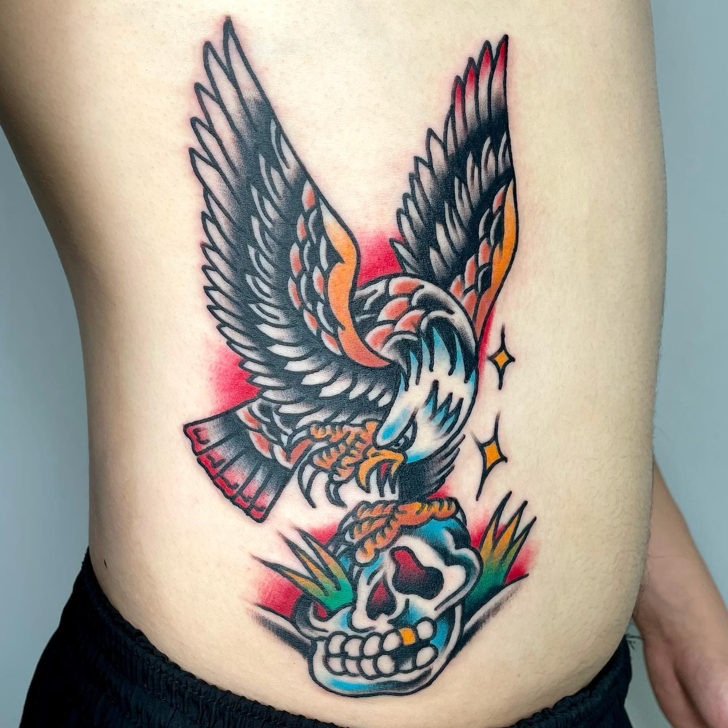 Traditional eagle tattoo by ryusi tattooer