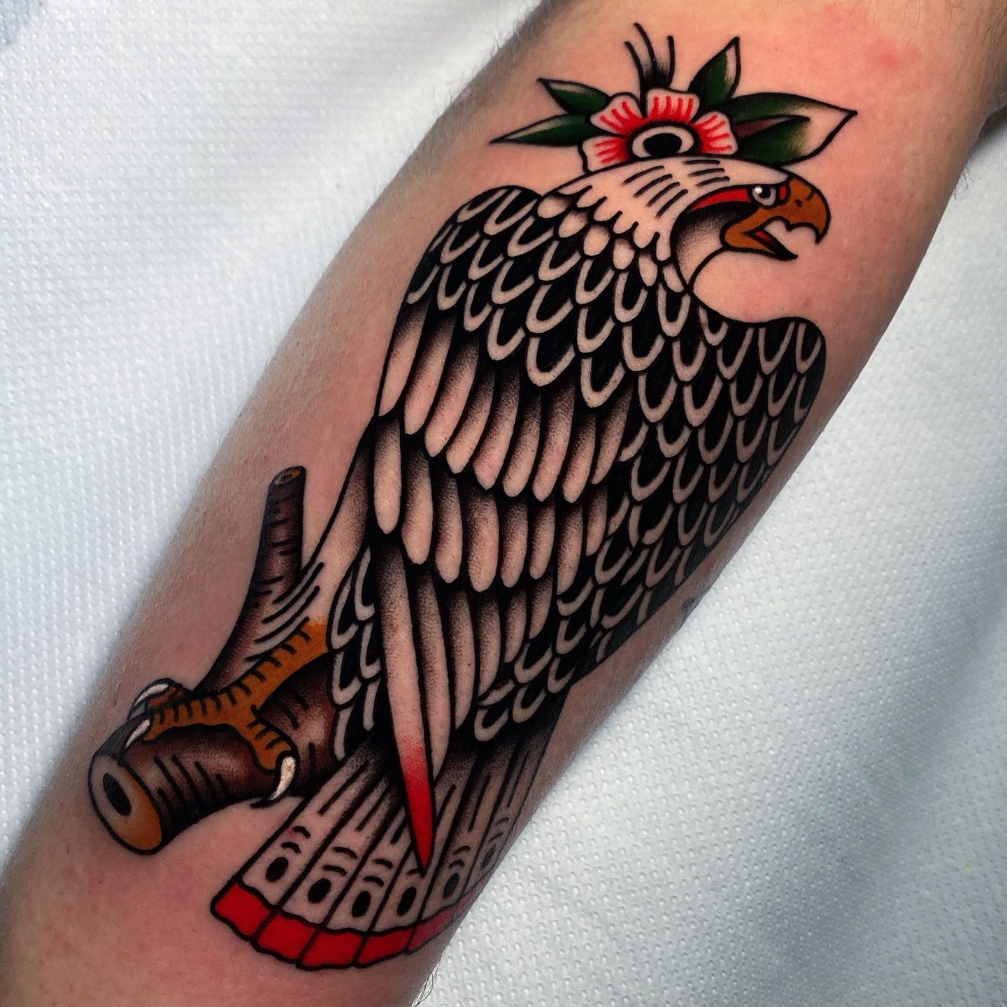 Traditional eagle tattoo by tommigiova tattooer
