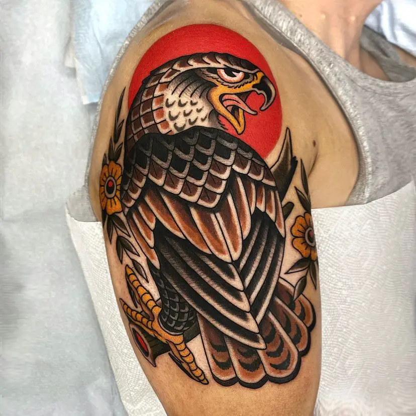 Traditional eagle tattoo by wes art