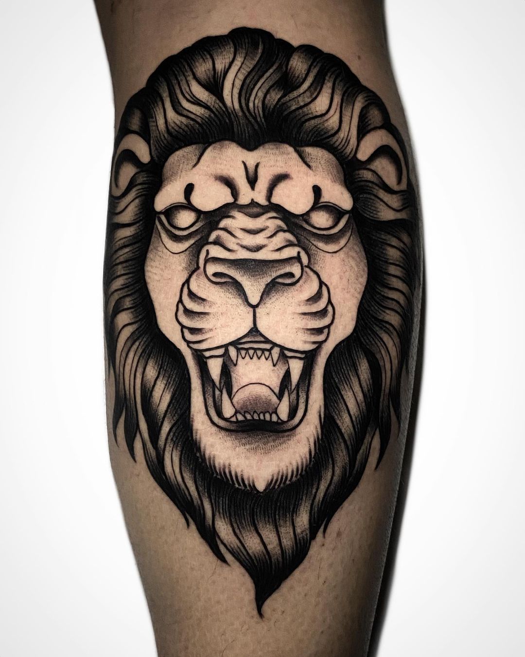 Traditional lion tattoo by marziobellomo staytrue