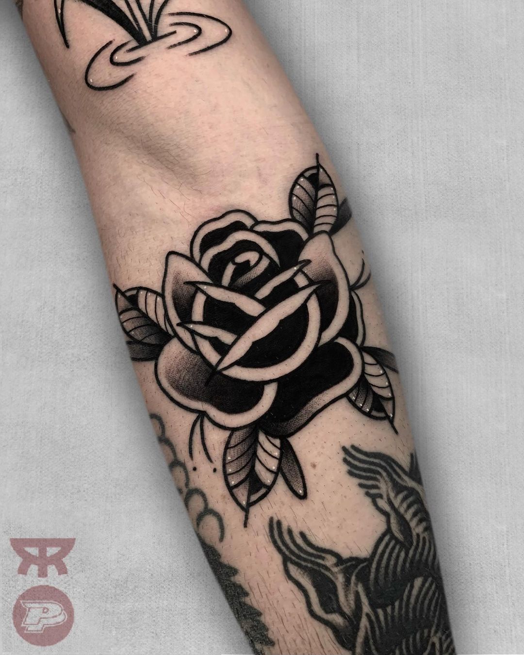 Traditional rose tattoo by crayola.tattoo