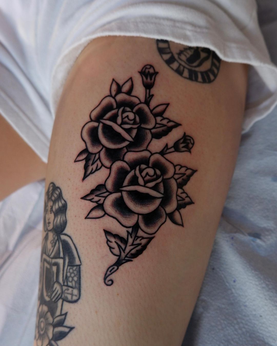 Traditional rose tattoo by spencertattooer