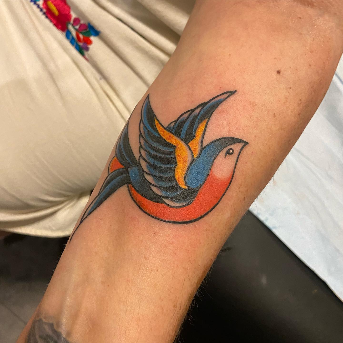 Traditional swallow tattoo by al ducote art