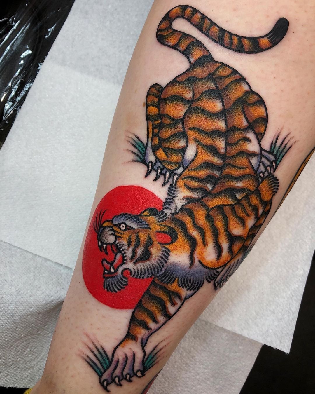 Traditional tiger tattoo by gavinlyons88