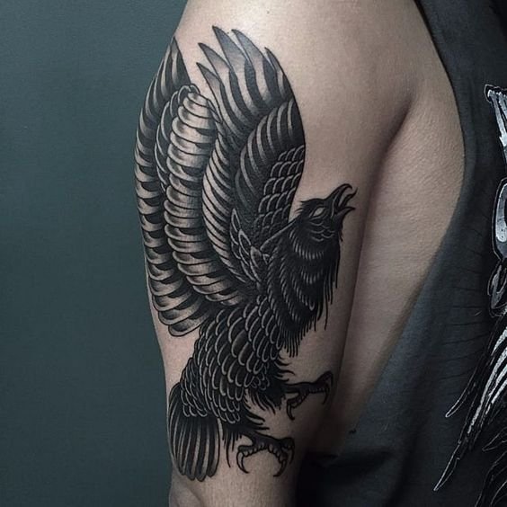 Tribal crow tattoo 1