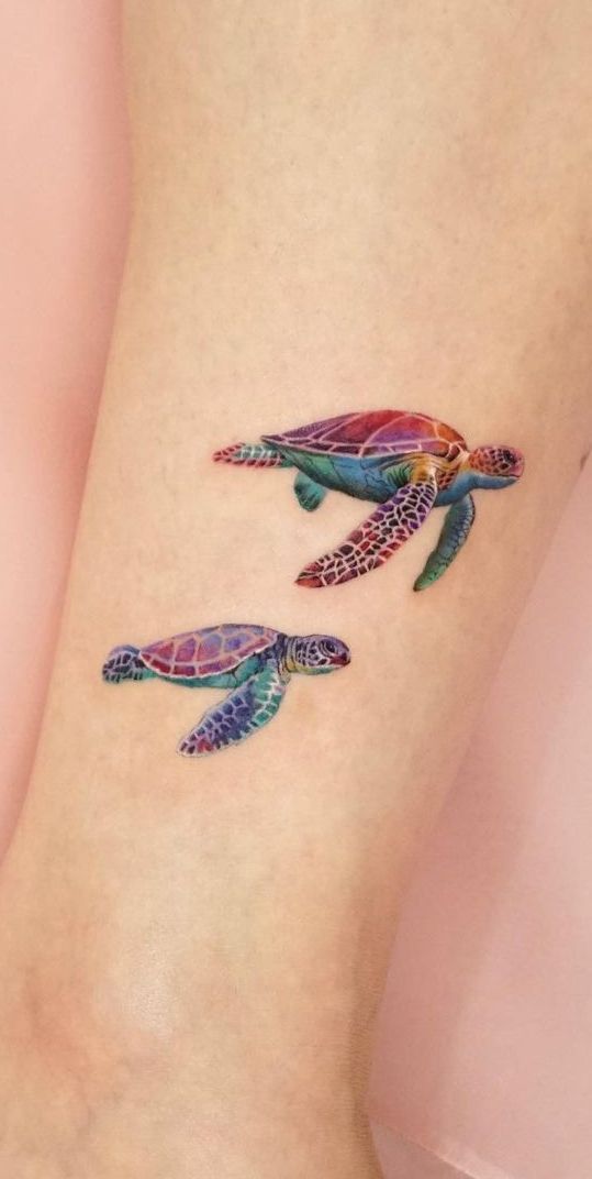 Watercolor Turtle tattoo 1