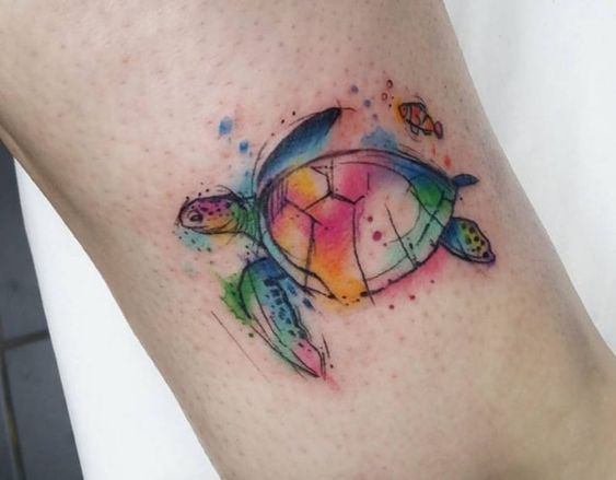 Watercolor Turtle tattoo 3