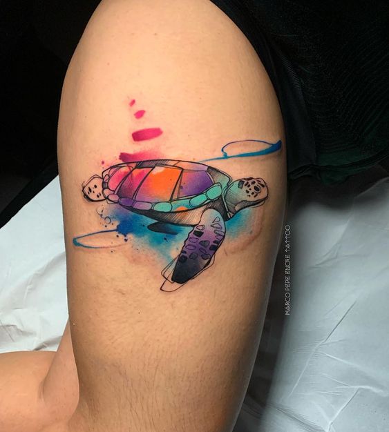 Watercolor Turtle tattoo 4