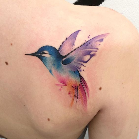 Watercolor bird tattoo 1