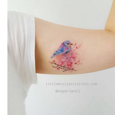 Watercolor bird tattoo 3