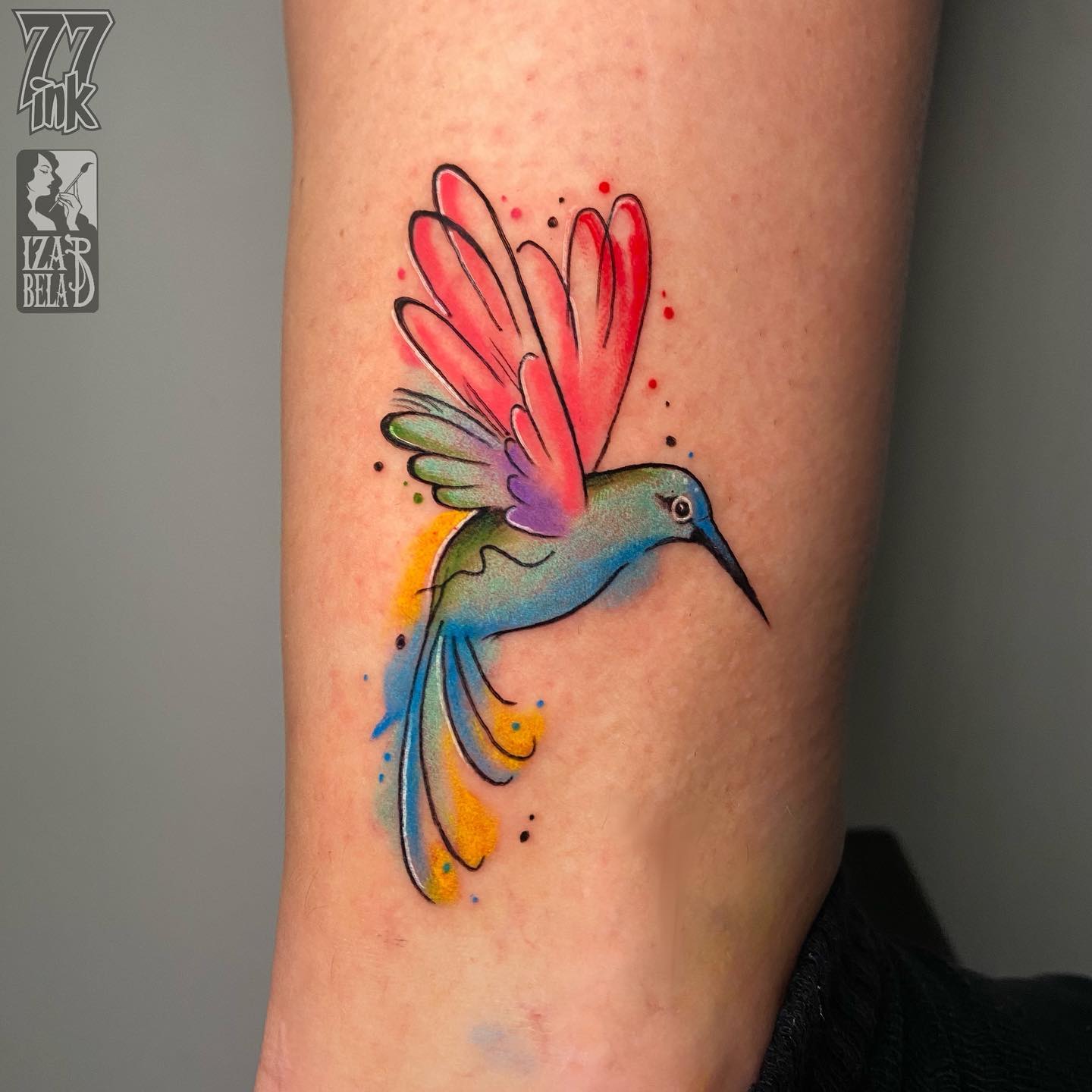 Watercolor bird tattoo by iza.baginska.tatuaze