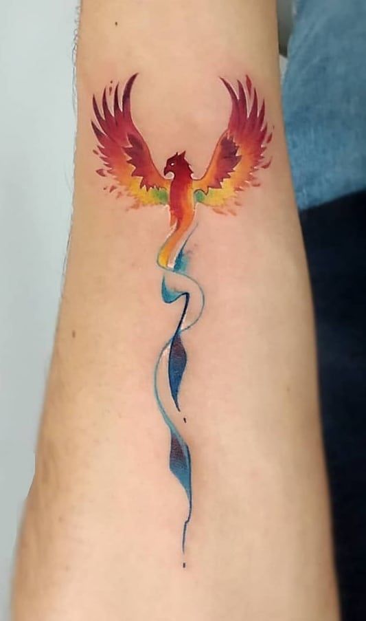 Watercolor phoenix tattoo 5
