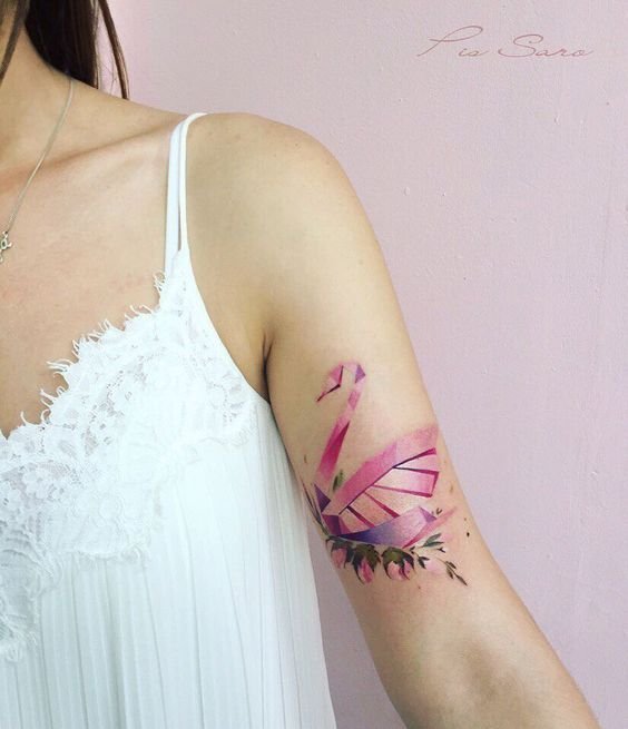 Watercolor swan tattoo 1 2